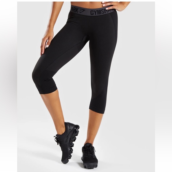 Gymshark Flex Cropped Leggings- BlackMarl/Charcoal - Picture 1 of 5